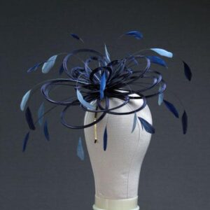 Navy and Oxford Blue Satin Loop Fascinator Hat - Jane